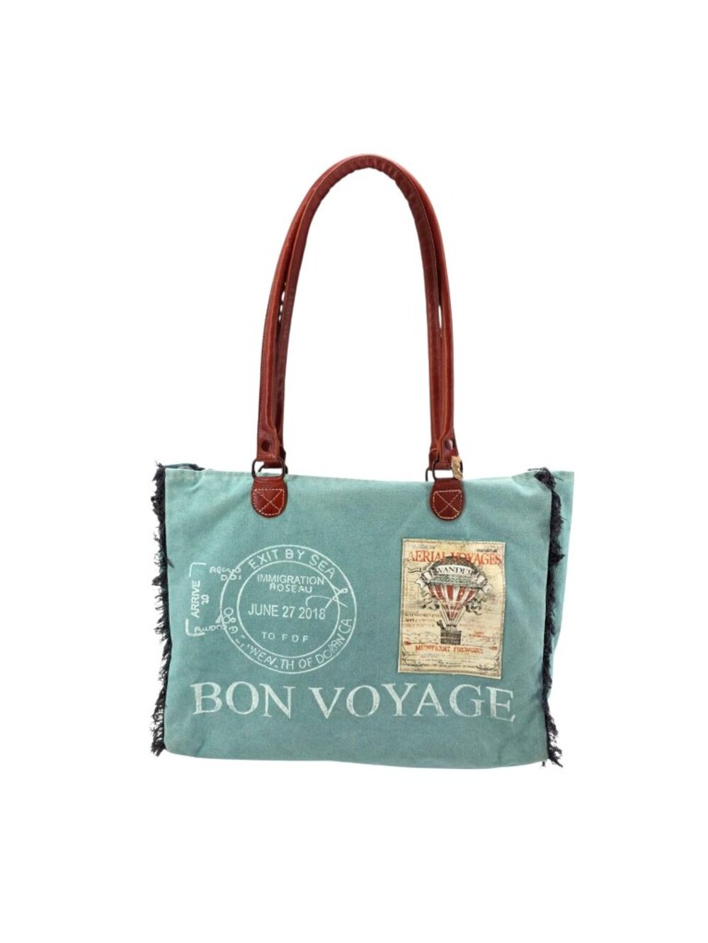 NWD Clea Ray Canvas Aerial Voyages Tote Bag Large Travel Day Bag Vacation
